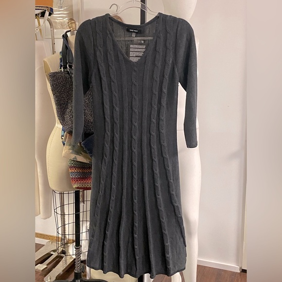 Nine West gray cable knit sweat dress size large - Picture 2 of 7